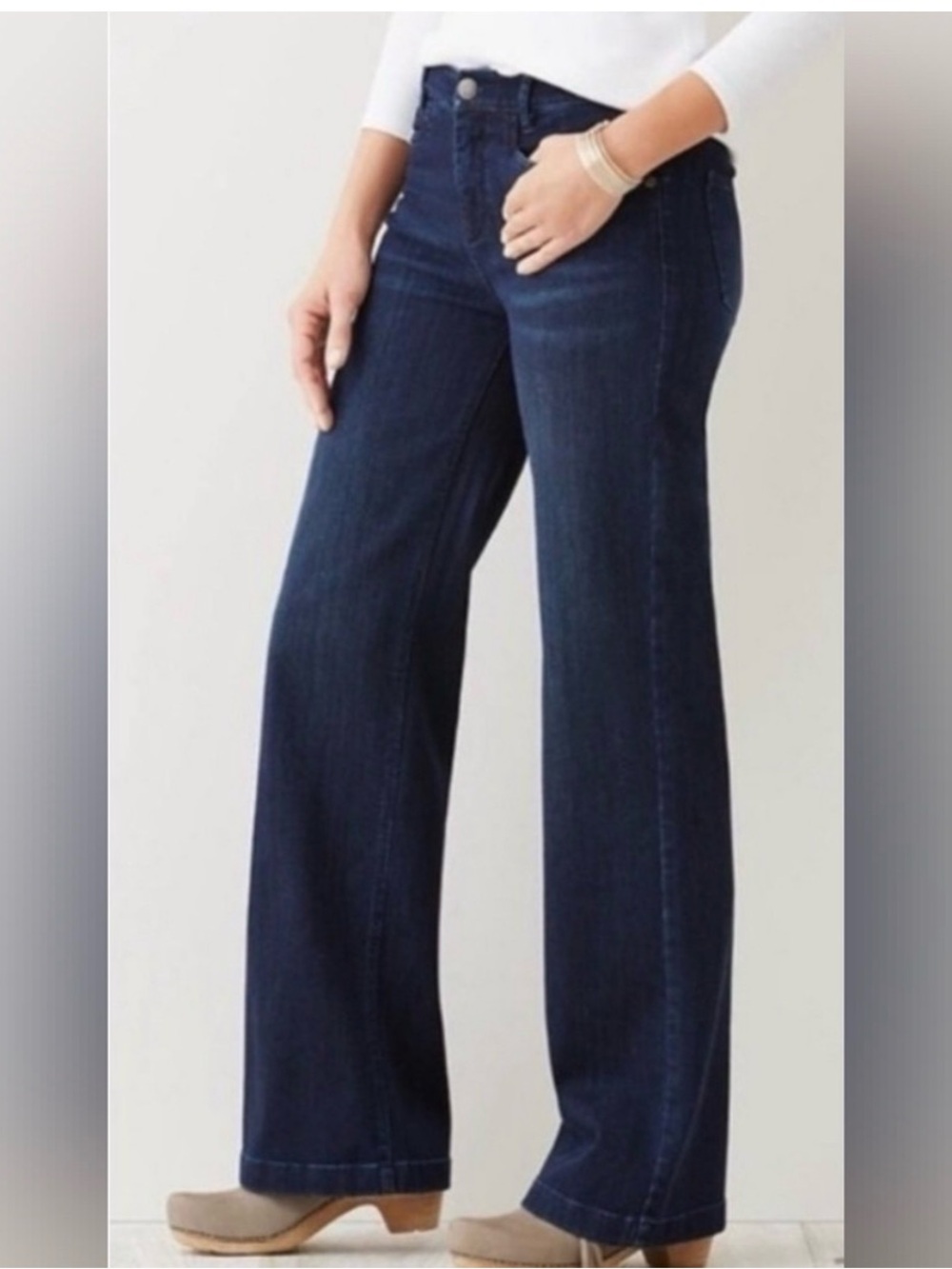 J. Jill Denim Smooth Fit Full Leg Dark Blue High-Rise Jeans 10 - Picture 2 of 7